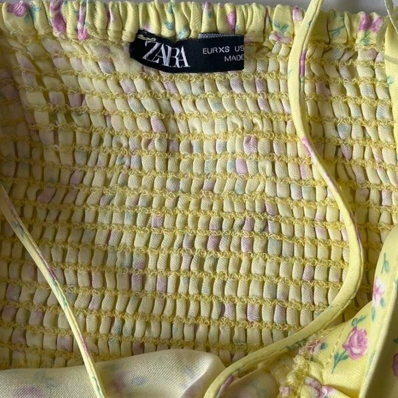 Zara Yellow Floral Satin Mini Dress - Picture 3 of 3